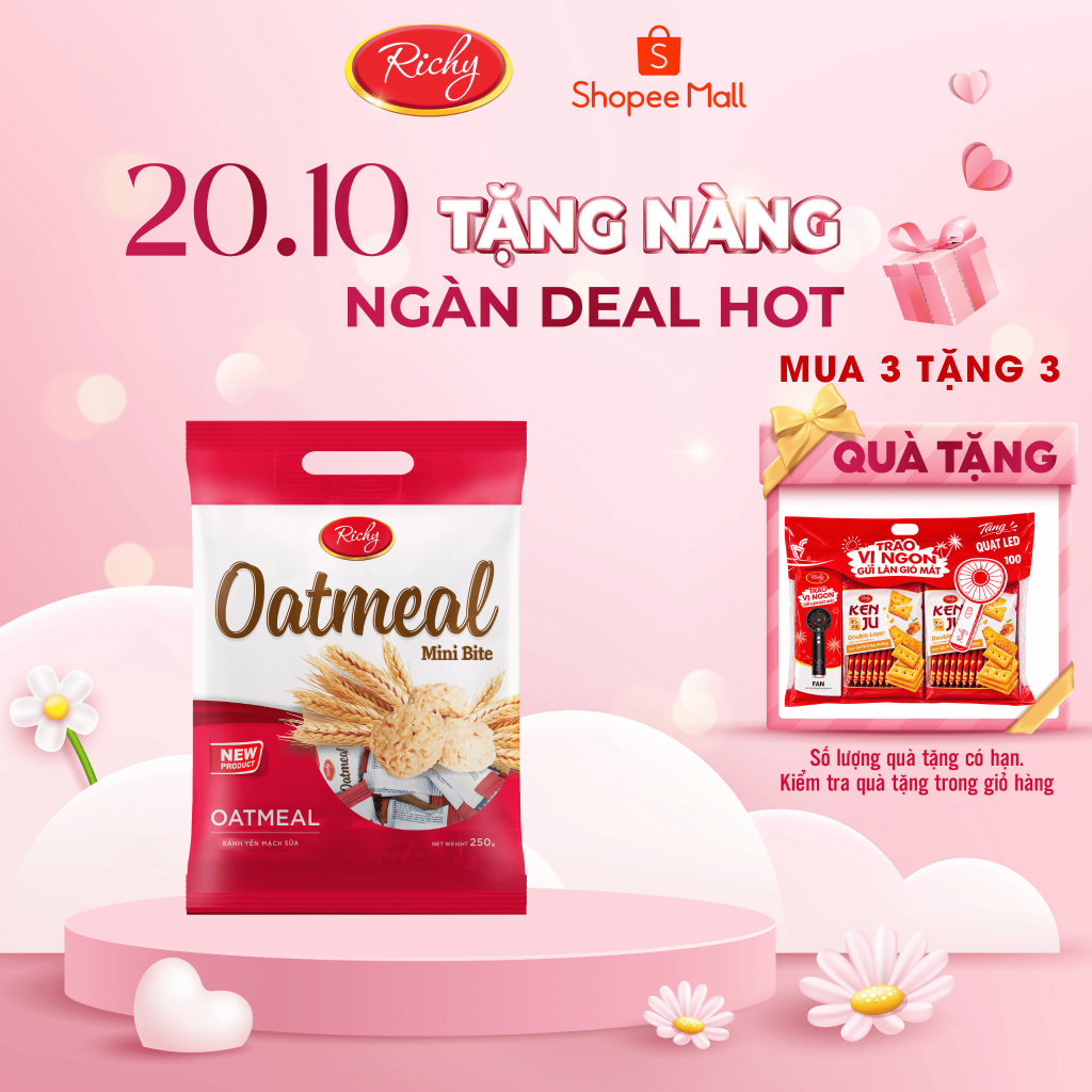 [MUA 3 TẶNG 3] Bánh Yến mạch Richy túi 200-220-250g Mini Bite (Sữa/Phô Mai) Back to school