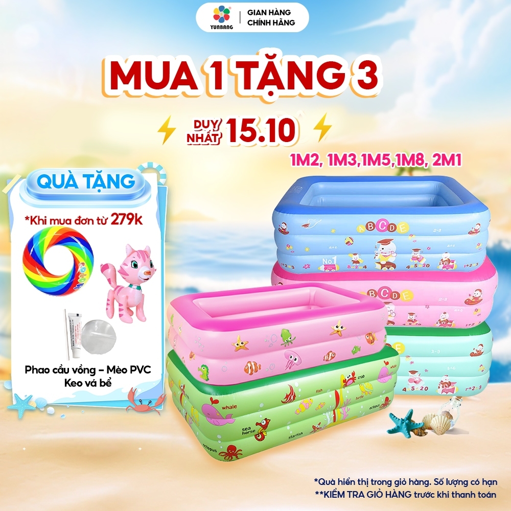 Bể bơi cho trẻ em hồ bơi cho bé phao bơi cho bé bể bơi gấp gọn cho bé 2-3 tầng chất liệu PVC cao cấp