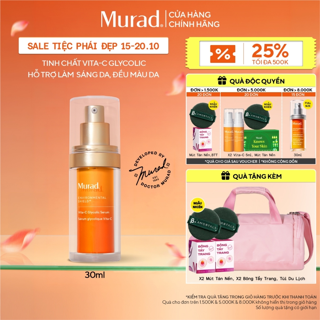 Tinh chất hỗ trợ sáng da, làm đều màu da Murad Vita-C Glycolic Serum 30ml