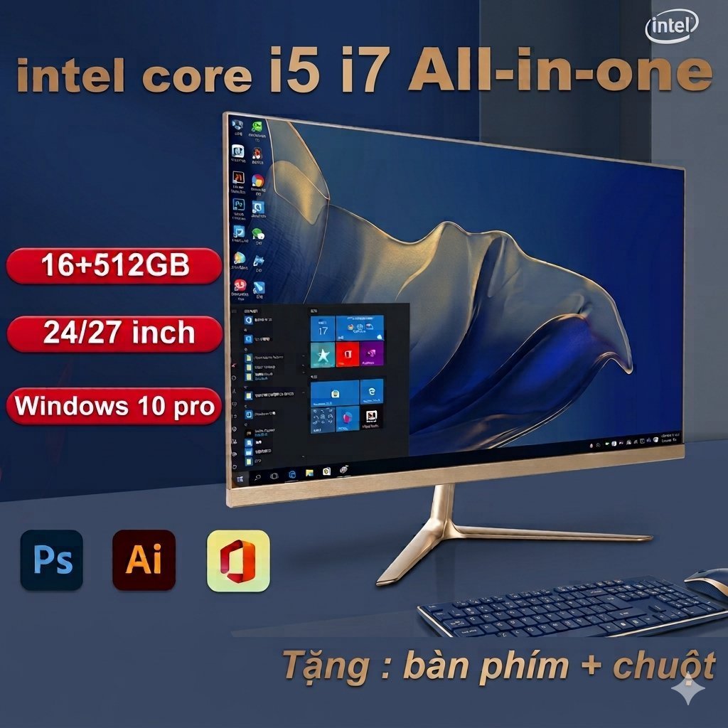 PC All in one Core i5 11260H/i7 4770S, RAM 16GB, SSD 512GB, Màn hình 24 ...