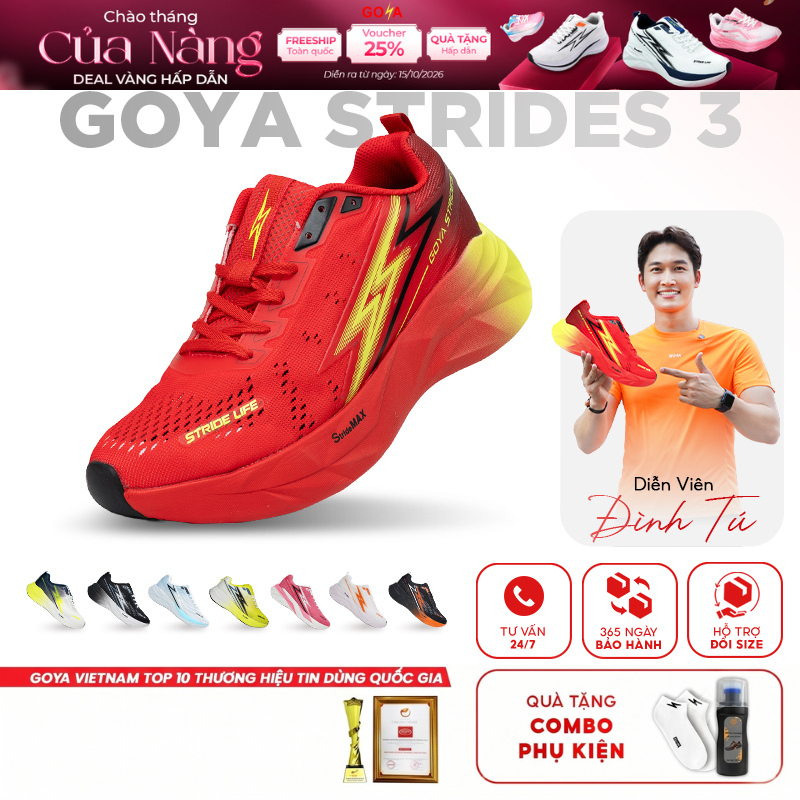 [Độc Quyền T10] Giày Thể Thao Chạy Bộ Nam Nữ GOYA STRIDES 3 Năm 2026 1 - Siêu Êm, Thoáng Khí,Thời Trang