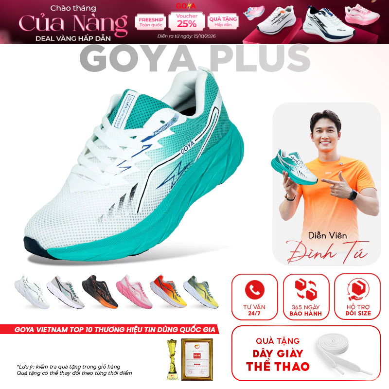 [Tặng dây giày] Giày thể thao chạy bộ nam nữ Goya Plus năm 2026, siêu nhẹ, siêu êm nẩy vượt trội
