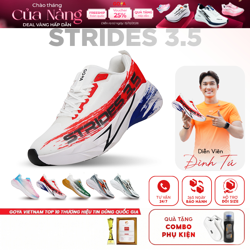 [Bản Nâng Cấp] Giày Thể Thao Chạy Bộ Nam Nữ GOYA STRIDES 3.5 Năm 2026 2- Êm Ái Vượt Trội, Thoáng Khí