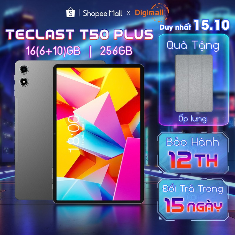 Máy Tính Bảng Tablet TECLAST T50 PLUS 2025 16GB(6+10)/256GB FHD 11” 8000mAh Chip Unisoc T7280