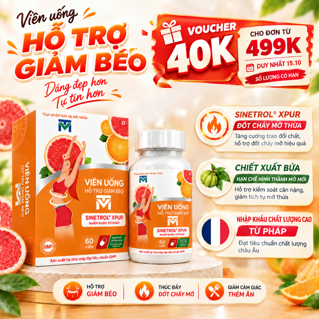 Viên uống hỗ trợ giảm béo VTM - hỗ trợ giảm cân an toàn hiệu quả - Lọ 60 viên