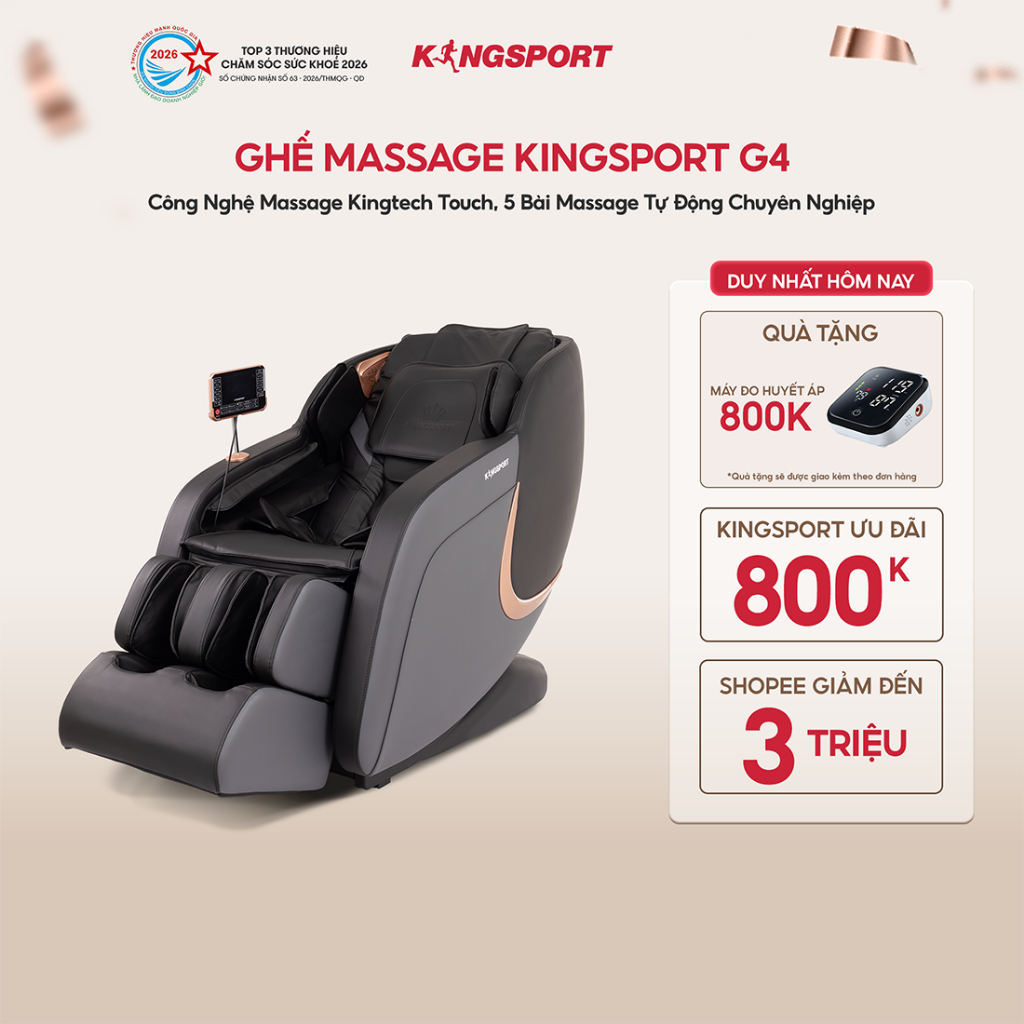 Ghế Massage Kingsport Standard G4 Điều Khiển Bằng Giọng Nói, 5 Bài Tập Massage Chuyên Biệt