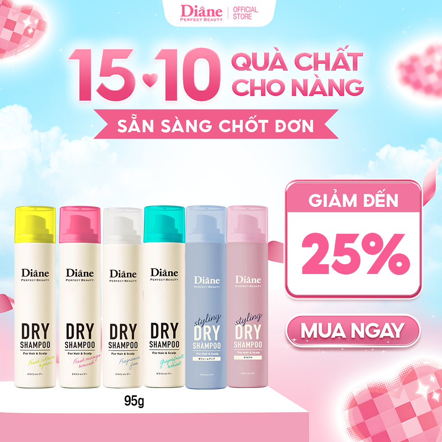 Dầu gội khô làm mềm bóng tóc làm sạch tóc dầu bết dính Diane Perfect Beauty Dry Shampoo 95g