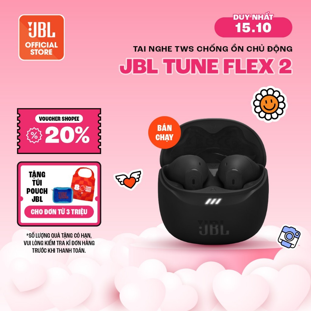 [ĐỘC QUYỀN ONLINE] Tai nghe Earbuds JBL TUNE FLEX 2 Chống Ồn Chủ Động Chơi Nhạc tới 48h