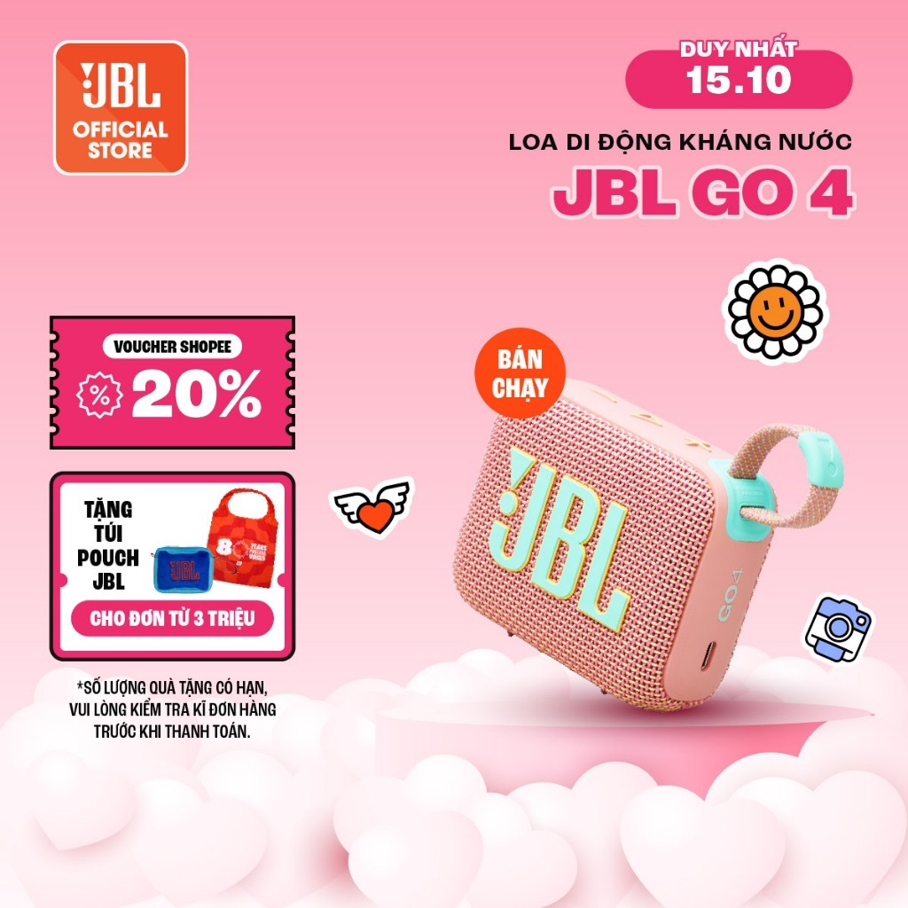Loa Di Động Bluetooth JBL Go 4 Chơi Nhạc tới 7 Giờ Bluetooth 5.3 Chống Nước IP67 Kết Nối Đa Loa