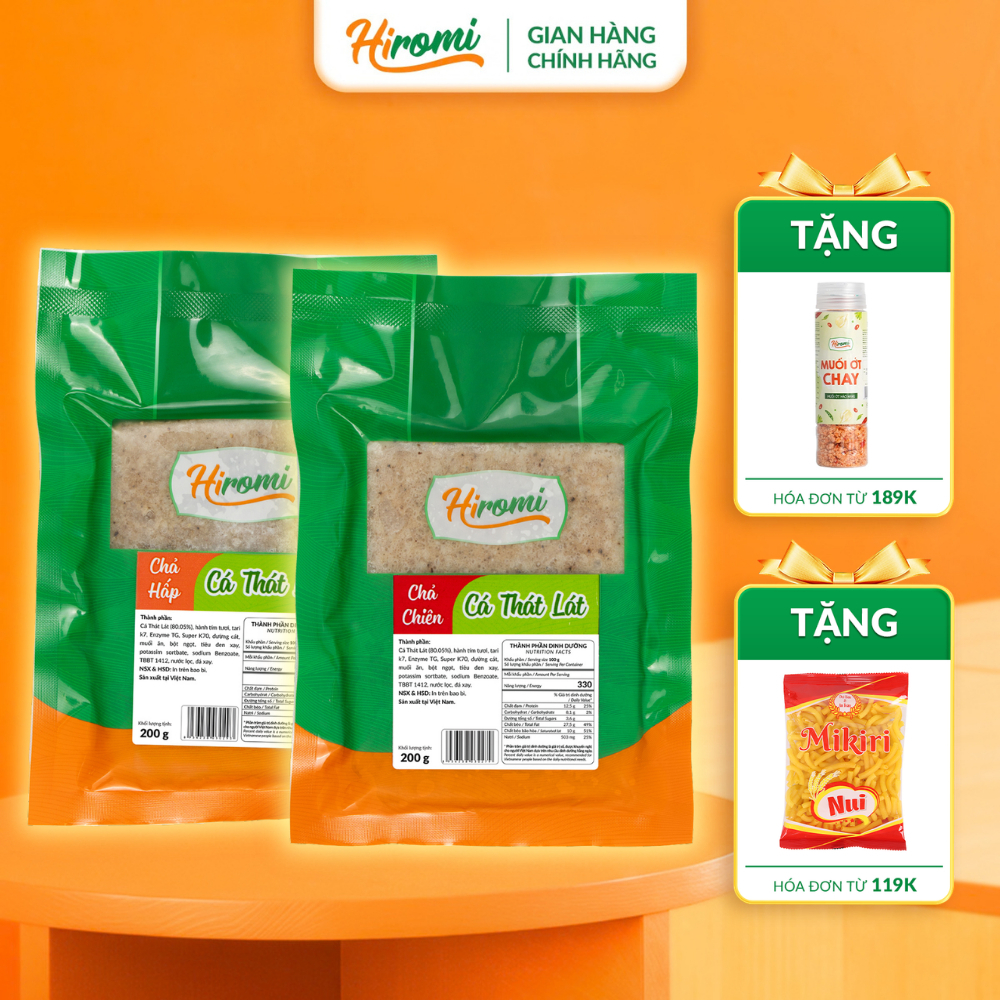Combo Chả Cá Thát Lát Dạng Chiên và Hấp Hiromi 200g - Không Hàn The, Dai Giòn Sần Sật