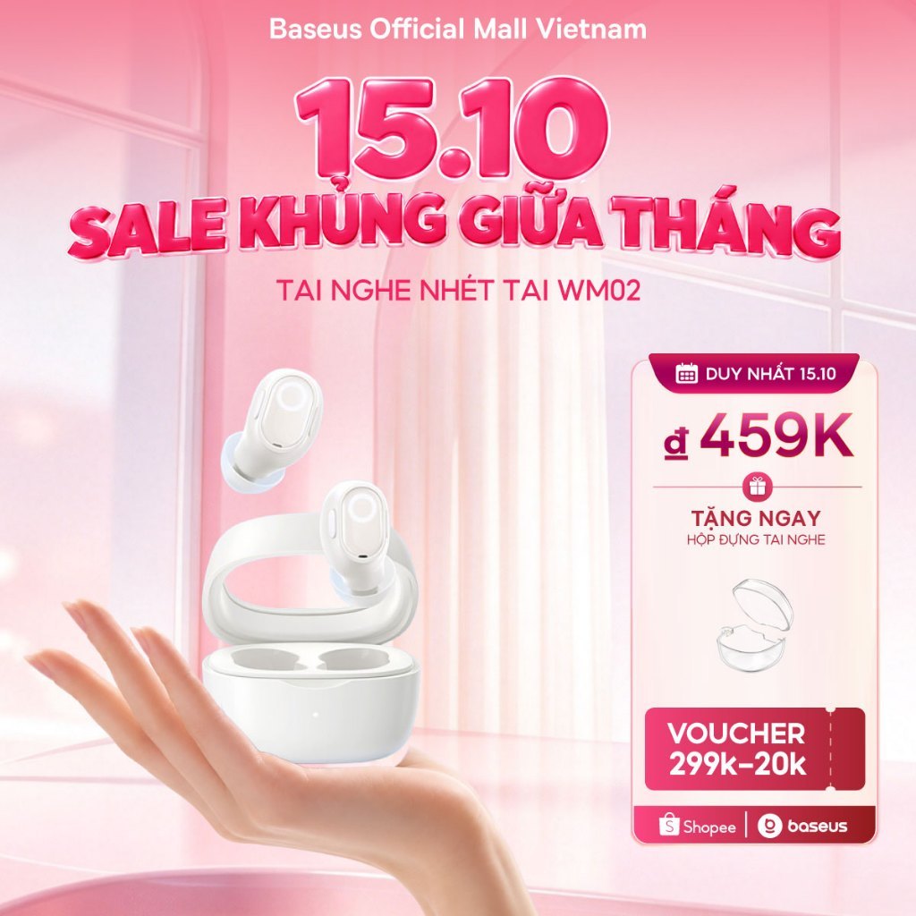 [MÀU HỒNG SIÊU HOT - MỚI VỀ]Tai nghe nhét tai không dây BASEUS WM02 bluetooth 5.3 TWS chống ồn thời lượng pin 25 giờ