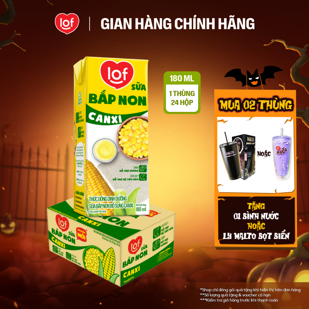 Sữa bắp non canxi LOF thùng 24 hộp x 180ml