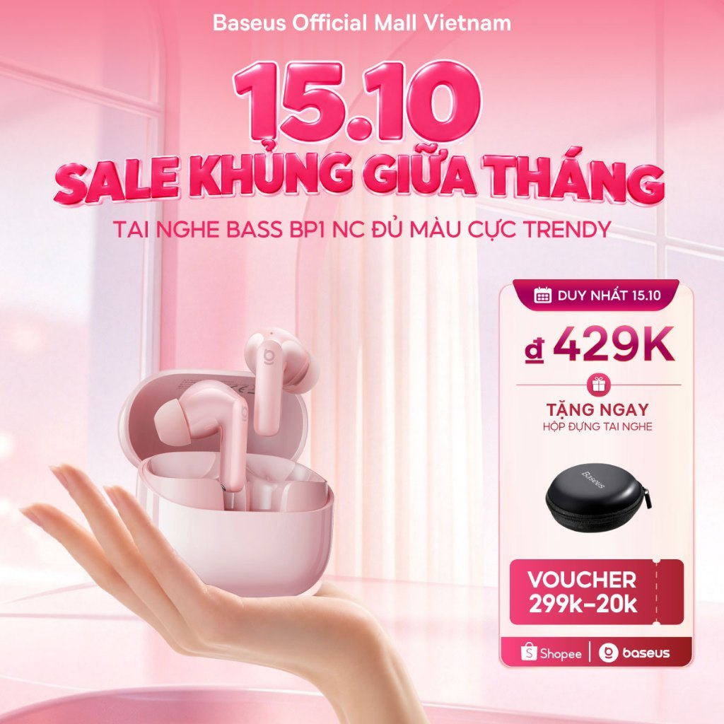 [MỚI VỀ - MÀU TRENDY] Tai Nghe Không Dây Baseus BP1 NC Chống Ồn Thông Minh,Chống Nước,Pin 41h,Chill Trọn Mọi Khoảnh Khắc