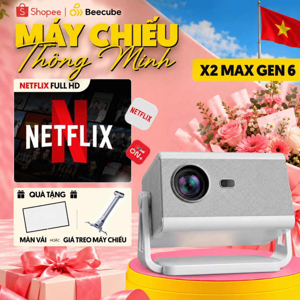 Máy Chiếu Mini Kết Nối Điện Thoại Wanbo / HY320 Full HD 1080P Android 11 Tự Động Lấy Nét WiFi 6