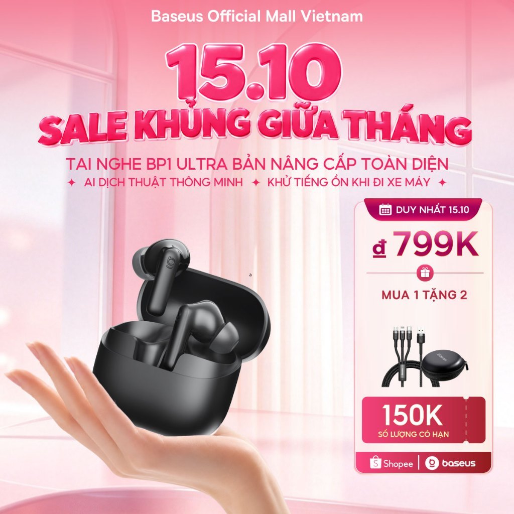 [SIÊU PHẨM AI - MUA 1 TẶNG 2 ] Tai Nghe BP1 Ultra Tích Hợp AI Dịch Thuật Thông Minh,Khử Tiếng Ồn Khi Đi Xe Máy