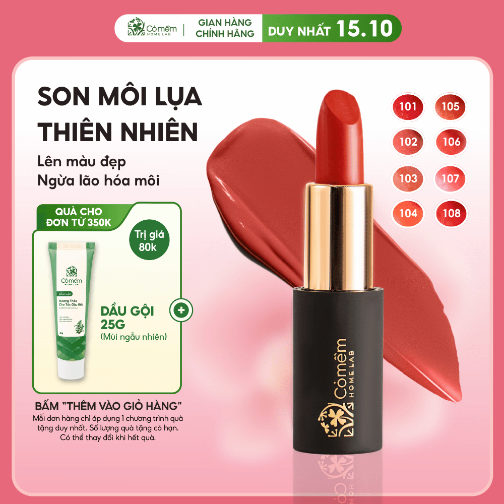 Son Môi Lụa Thành Phần Thiên Nhiên Bảng Màu Đẹp Đa Dạng Cỏ Mềm 4g