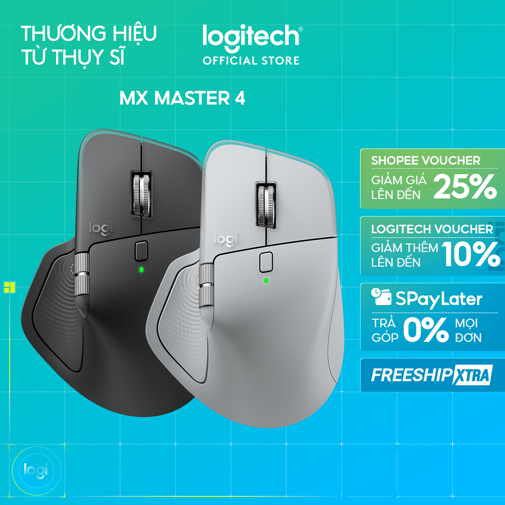Chuột không dây công thái học Logitech MX Master 4 - Rung phản hồi, Cuộn siêu nhanh, Sạc USB-C