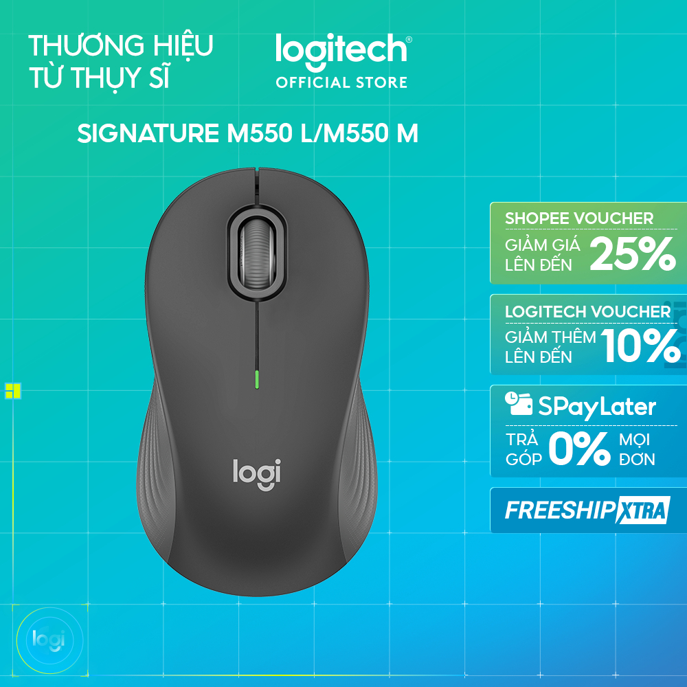 Chuột không dây Bluetooth Logitech M550 Signature - SmartWheel, giảm ồn, 4000DPI, Đa thiết bị