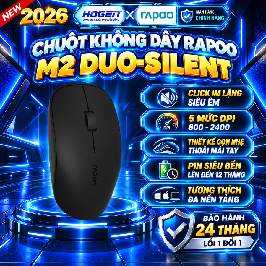 Chuột Không Dây Rapoo M1,M1510, M2 Duo Silent- Bluetooth,Nhỏ Gọn, Click Silent ,Phù Hợp Laptop/ PC
