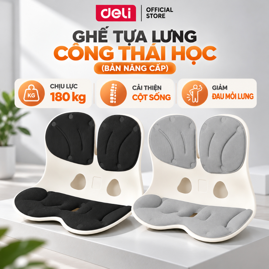 [DEAL HOT 15.10🔥] Ghế Bệt Tựa Lưng Công Thái Học Deli Điều Chỉnh Tư Thế Ngồi Chống Gù Lưng, Ghế Bệt Tựa Lưng