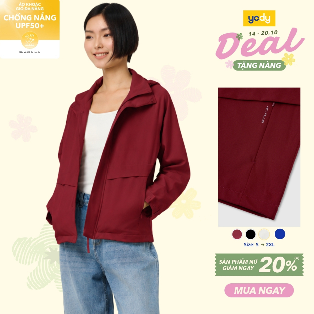 [BST THU ĐÔNG 2026] Áo khoác gió nữ 4C Plus YODY cản gió, chống nắng, trượt nước WCWC26F012