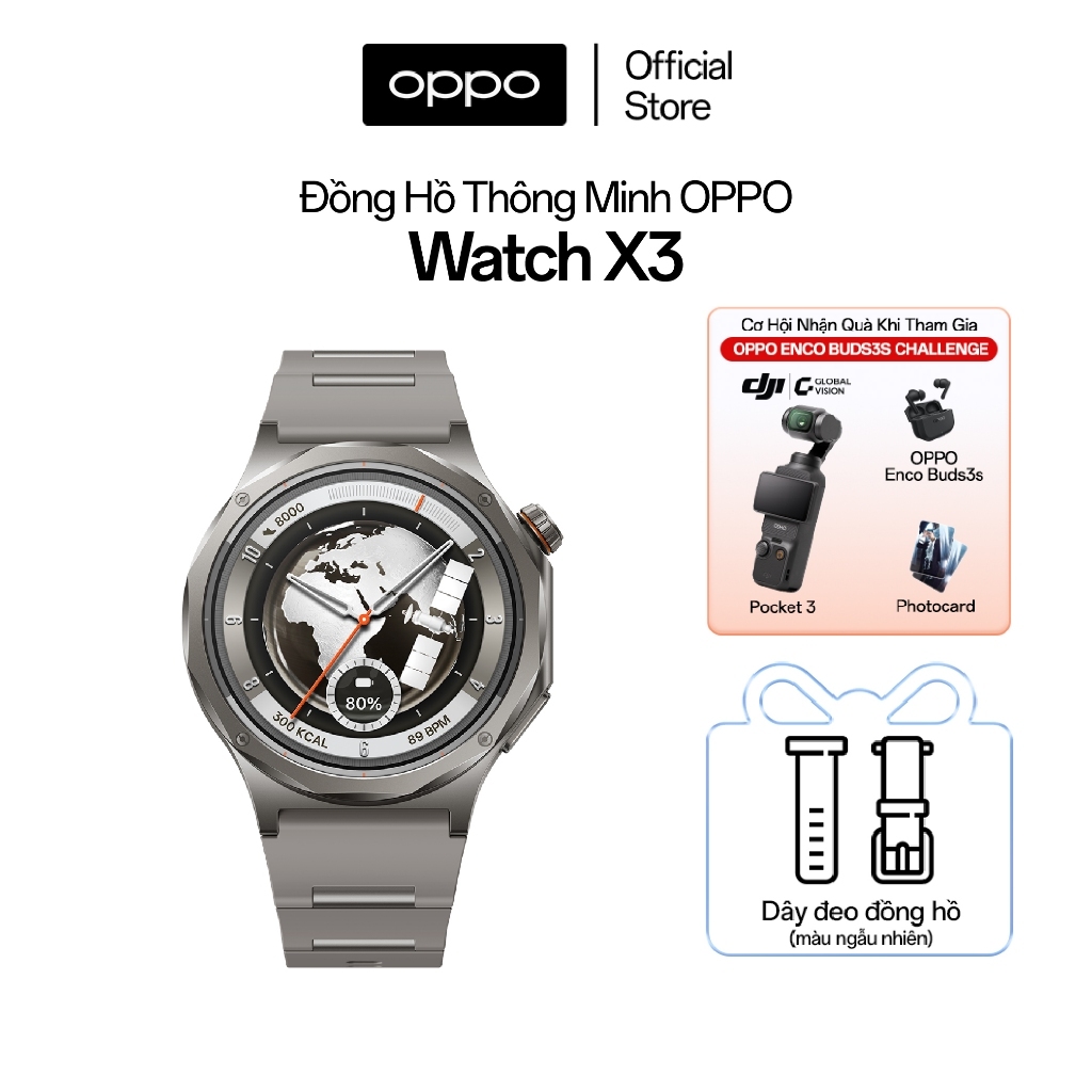 Đồng hồ OPPO Watch X3 (OWWE261) có kết nối NFC, Wifi - Hàng chính hãng