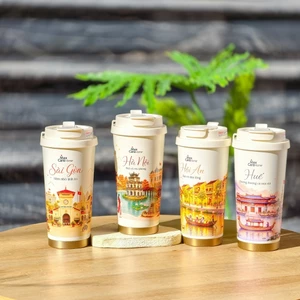 Cốc giữ nhiệt Maxcare in hình du lịch Việt Nam có nắp đậy -  Bộ cốc Giữ nhiệt yêu thương, lưu dấu Việt Nam