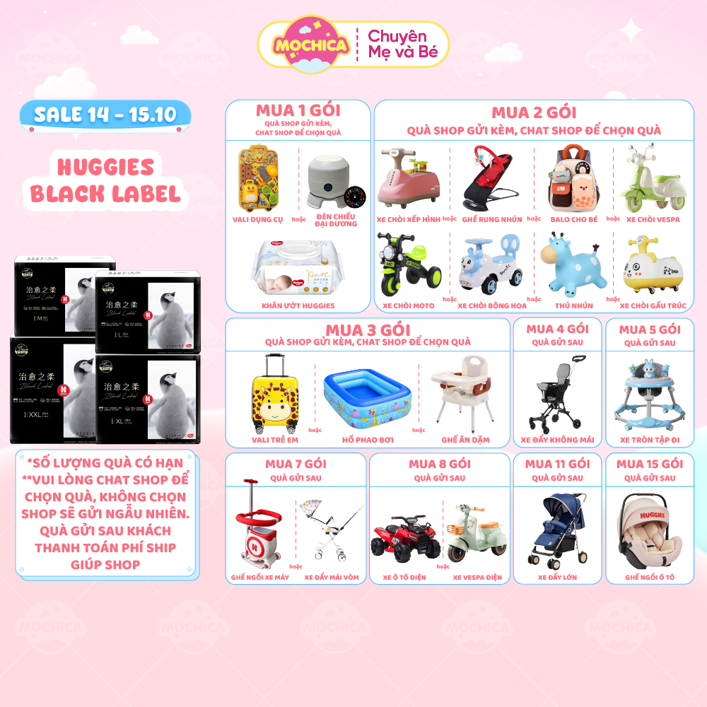 [CHƯƠNG TRÌNH MỚI] Bỉm/Tã Dán/ Quần Huggies Black Label êm mềm thoáng khí cho bé full size -Mochica