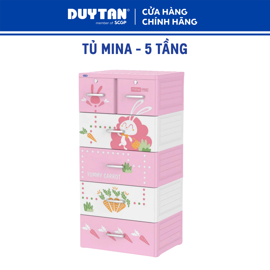 Tủ Mina 5 tầng DUY TÂN nhựa PP/ABS, bao gồm 4 hộc lớn và 2 hộc nhỏ, tủ quần áo đa năng, tiện lợi