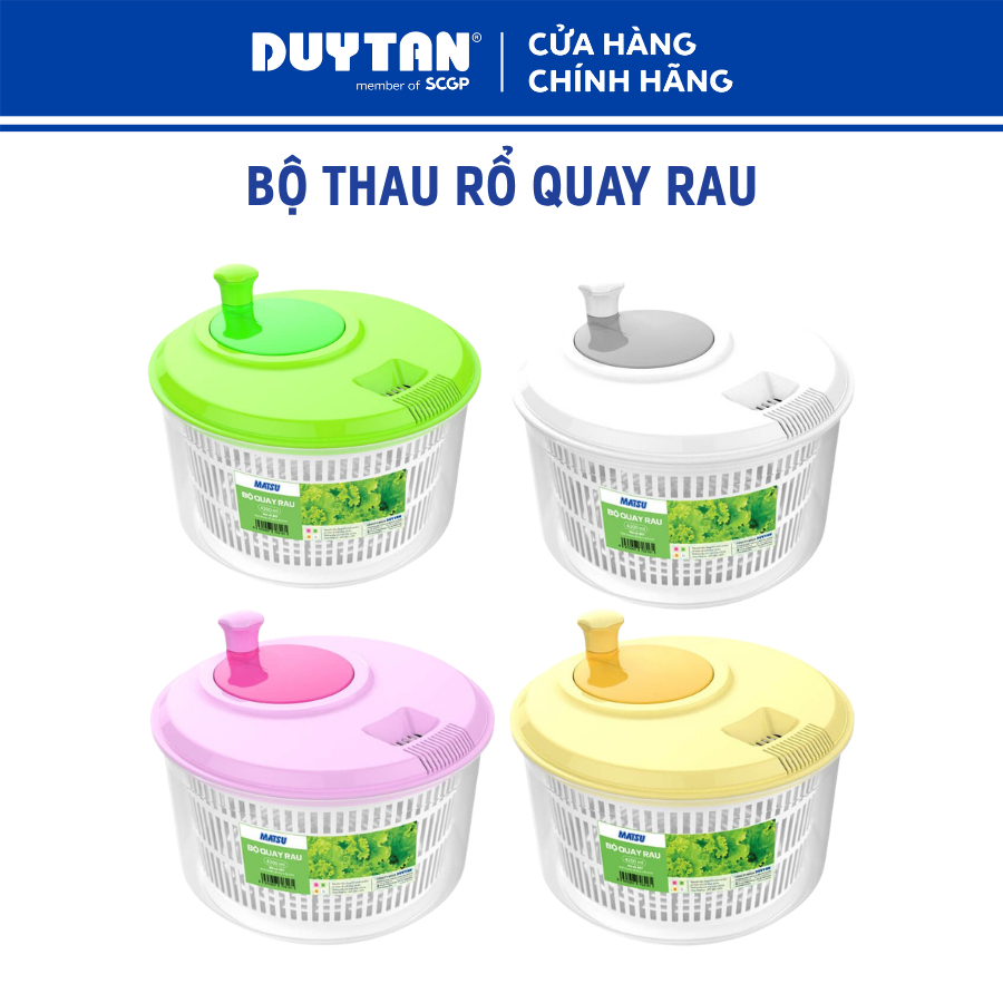 [Giao Màu Ngẫu Nhiên] Bộ quay rau thau rổ, nhựa PP, DUY TÂN, quay ráo nước, tiện dụng nội trợ nhà bếp, an toàn sử dụng