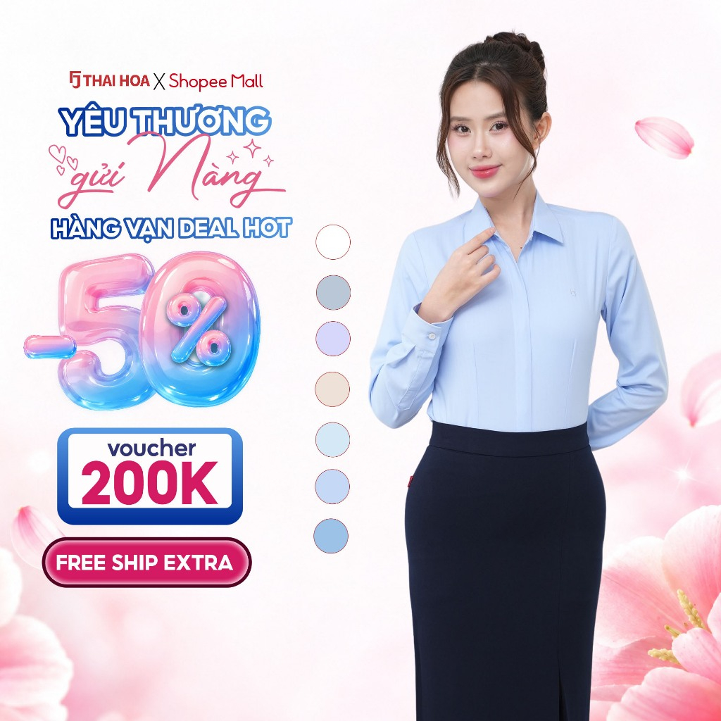 Áo sơ mi 103 dài tay chất liệu sợi tre trơn form ôm chiết eo cao cấp giấu cúc Thái Hòa công nghệ mới