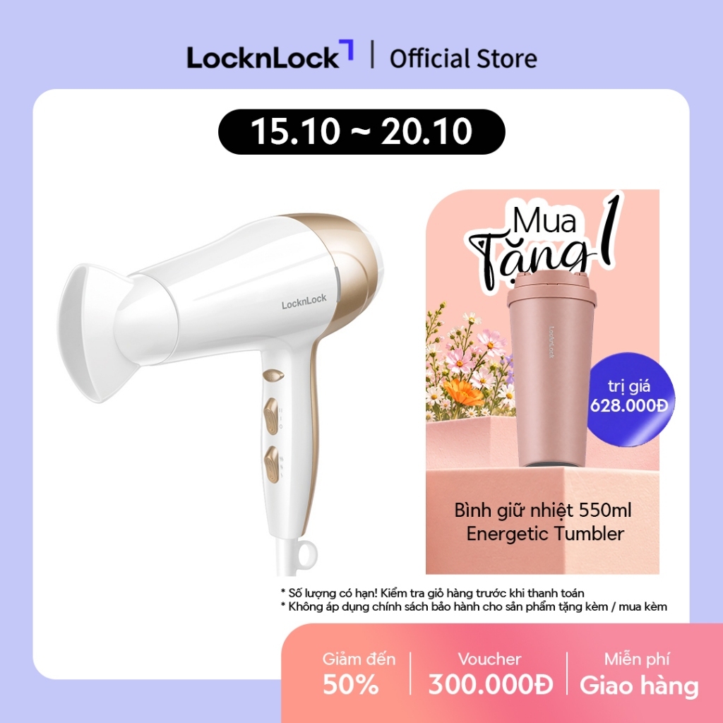 Máy sấy tóc Lock&Lock Màu trắng 220-240V ENA136WHT