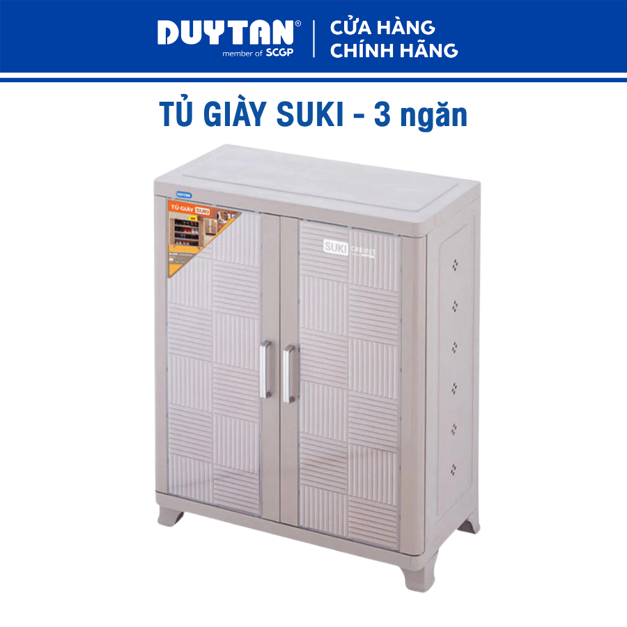 Tủ Giày Suki DUY TÂN nhựa PP/ABS, tủ đựng giày dép 3 tầng, tủ 2 cánh chống bụi