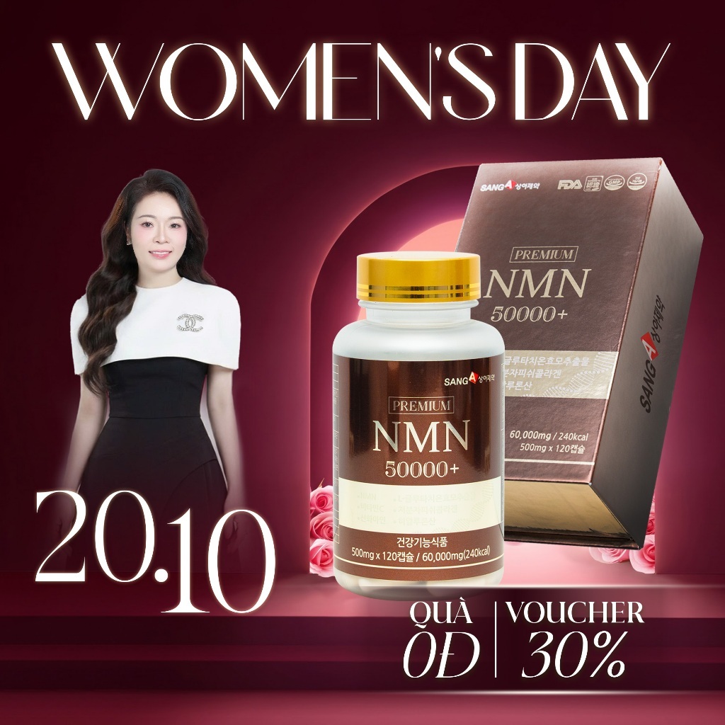 Thực phẩm bảo vệ sức khỏe NMN 50.000+ SANG A Chính Hãng hộp 120 viên