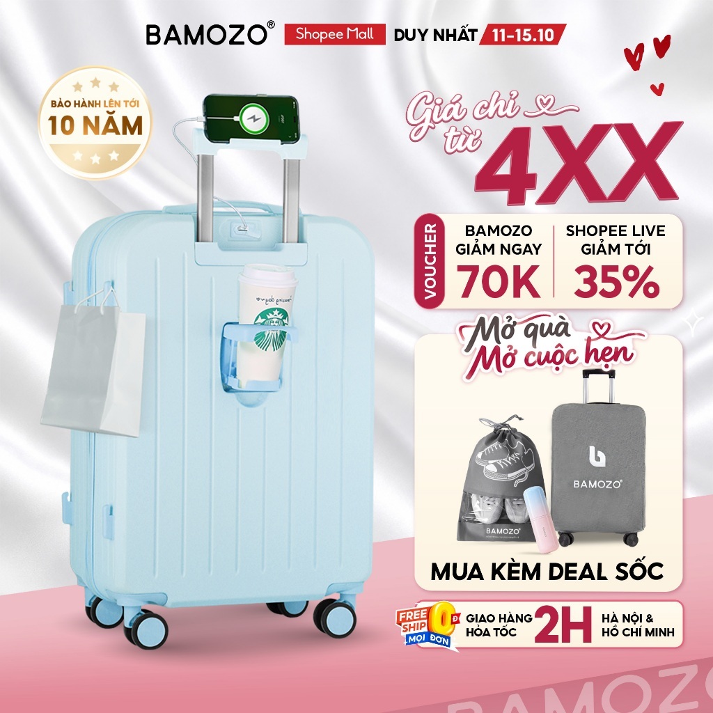 Vali Du Lịch Bamozo 8812 Thời Trang Size 20/24 Chất Liệu Nhựa ABS 3 Lớp Bền Đẹp_8812