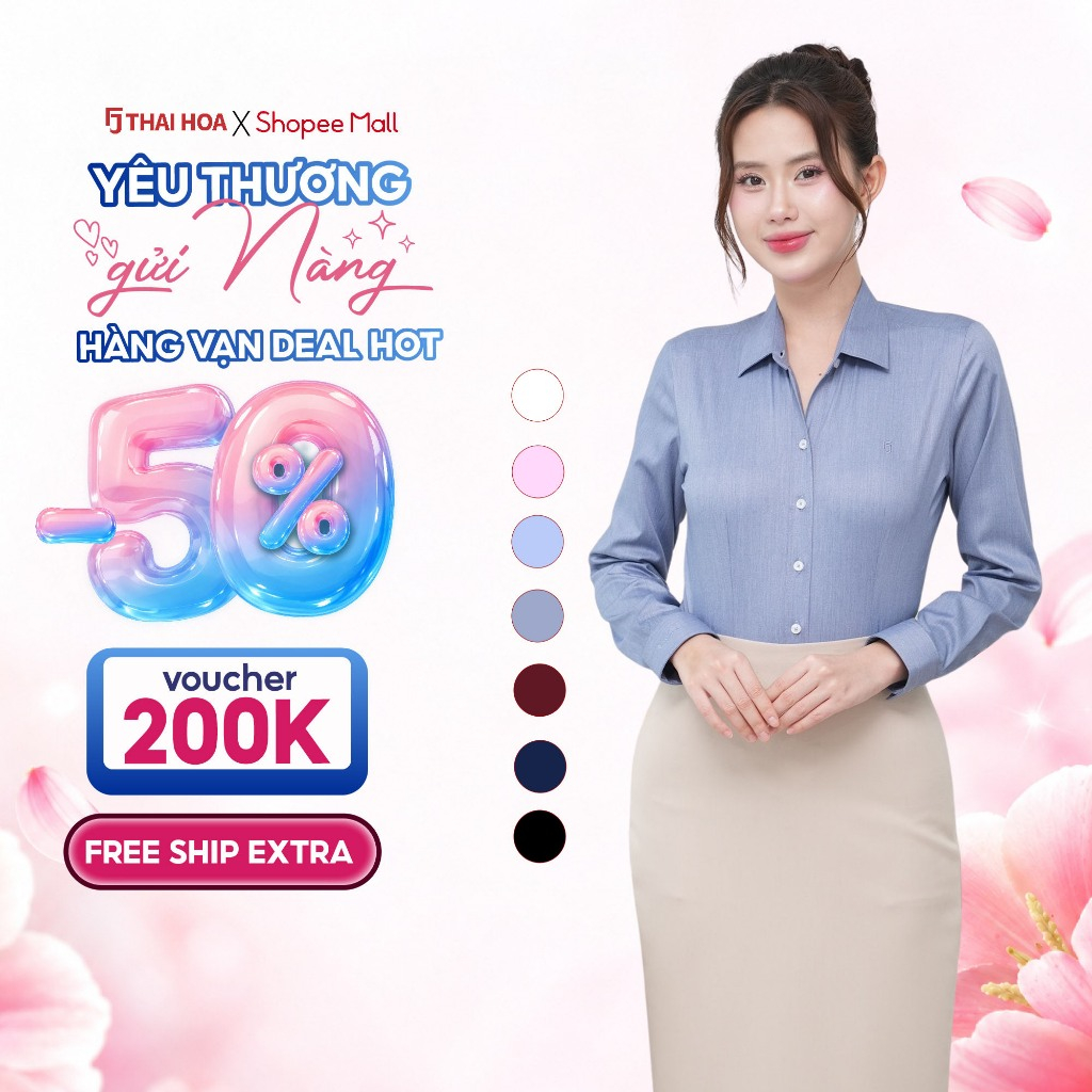 Áo sơ mi dài tay R10 chất liệu sợi tre vải trơn form ôm nhiều màu Thái Hòa