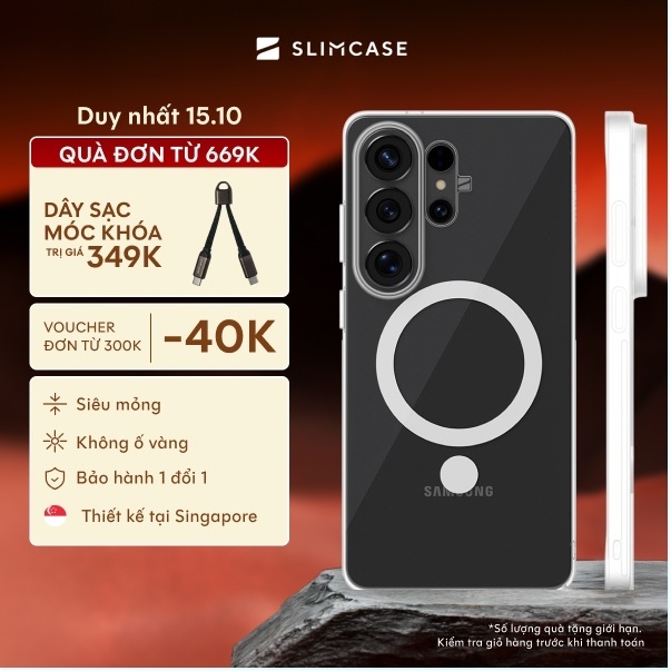 Ốp lưng Samsung Galaxy S26 Ultra / S26 Plus / S26 SLIMCASE - Không ố vàng, siêu mỏng, hỗ trợ sạc không dây