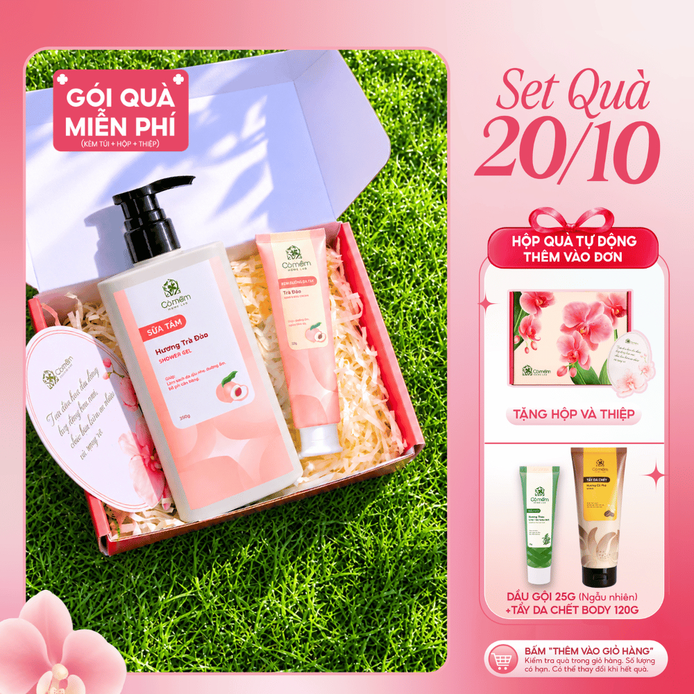 [Set Quà Tặng 20/10] Combo Sữa Tắm & Kem Dưỡng Da Tay Cỏ Mềm | Quà tặng ny, vợ, mẹ, cô giáo