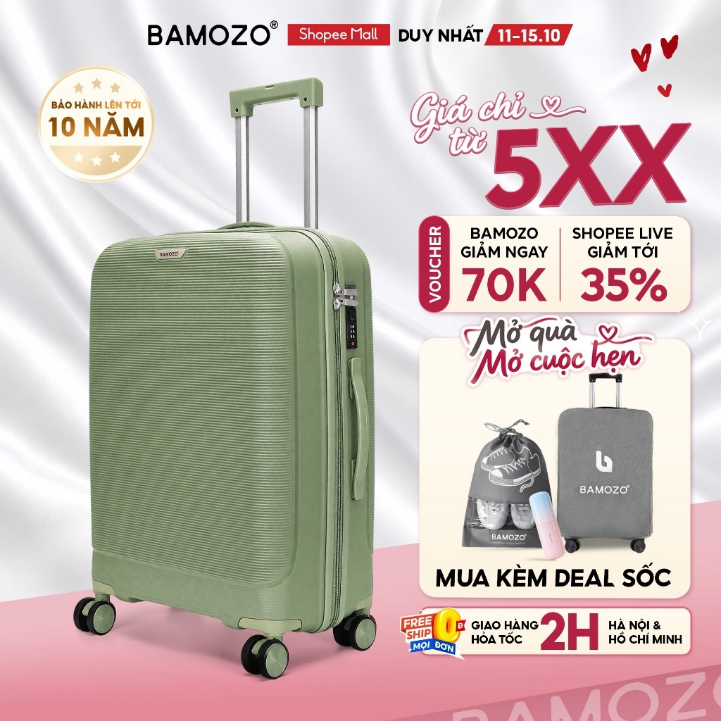 Vali Du Lịch Bamozo Kiro Size 20/24/28 Nhựa PP Cao Cấp Chống Vỡ, Khoá Kéo Chống Rạch_Kiro