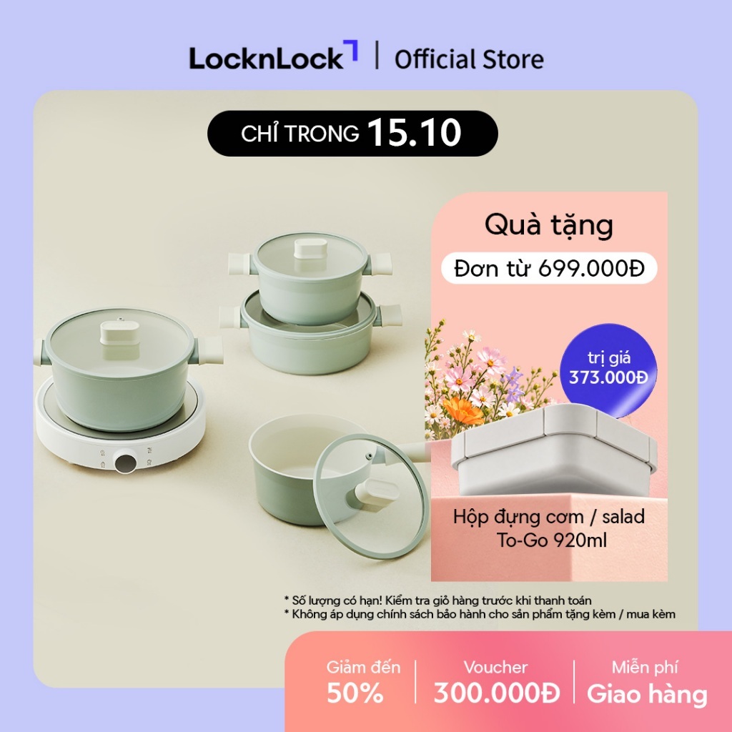 Nồi nhôm chống dính Suit Lock&Lock (Có thể sử dụng bếp từ) - Màu xanh mint- CSU1