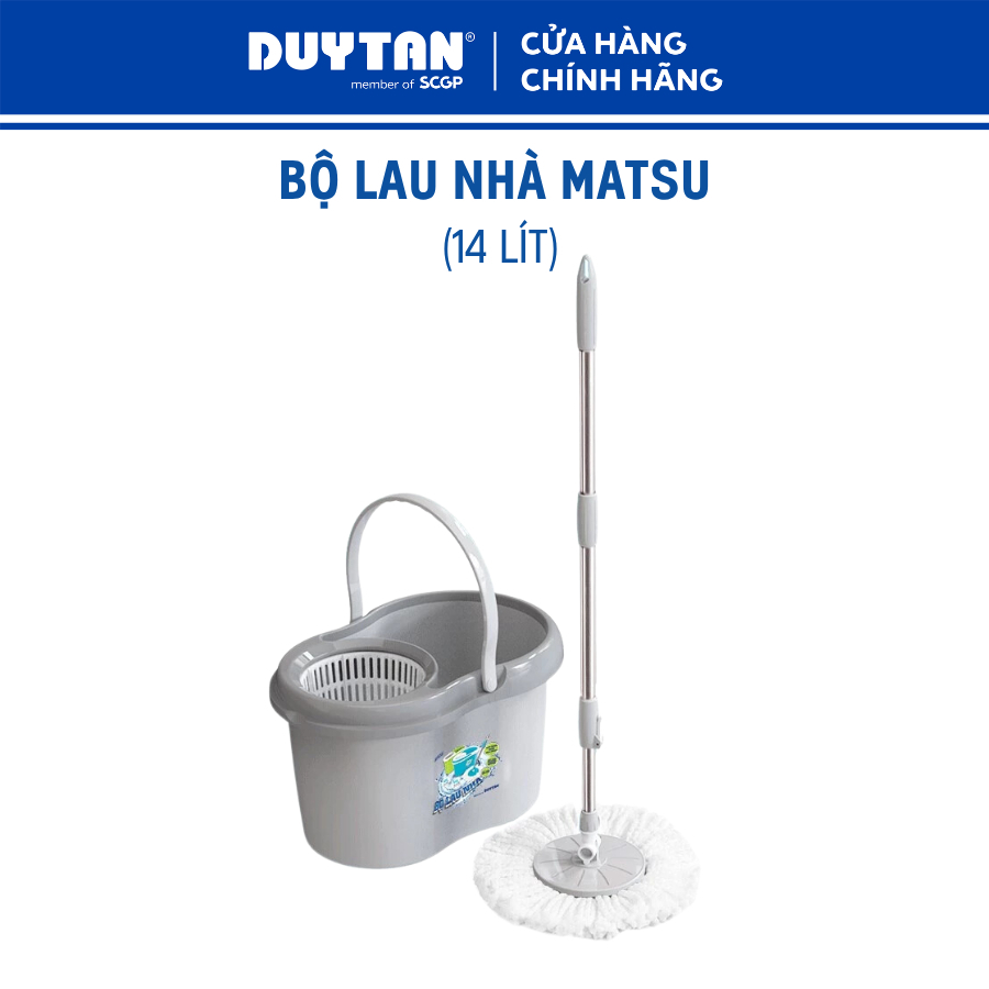 Bộ lau nhà Matsu 14 Lít DUY TÂN nhựa PP, bộ lau nhà 360 độ, bông lau microfiber mịn, thấm hút