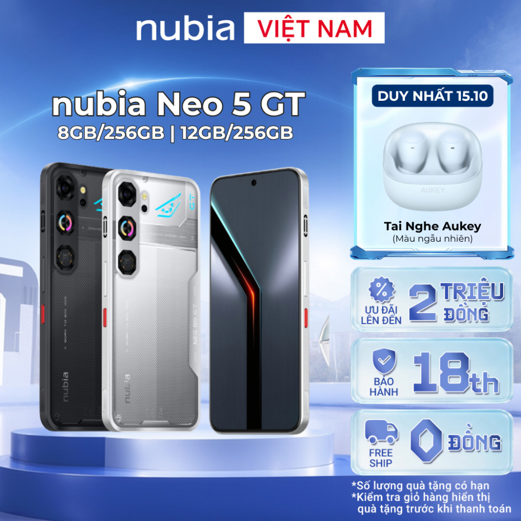 [GIÁ ƯU ĐÃI] Điện thoại gaming Nubia Neo 5 GT I Chip Mediatek D7400 I Màn AMOLED 144Hz I 3 Công Nghệ Tản Nhiệt