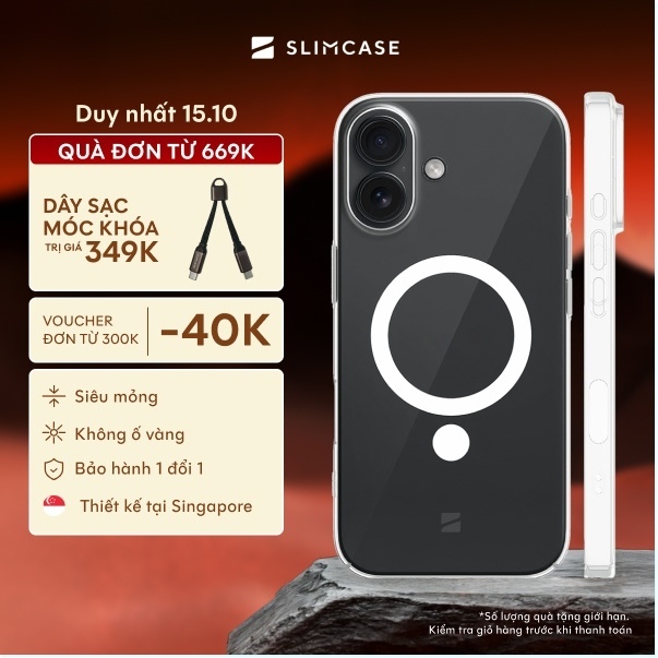 Ốp lưng CLASSIC iPhone 18 / 17 / Air SLIMCASE - Không ố vàng, siêu mỏng, hỗ trợ sạc không dây