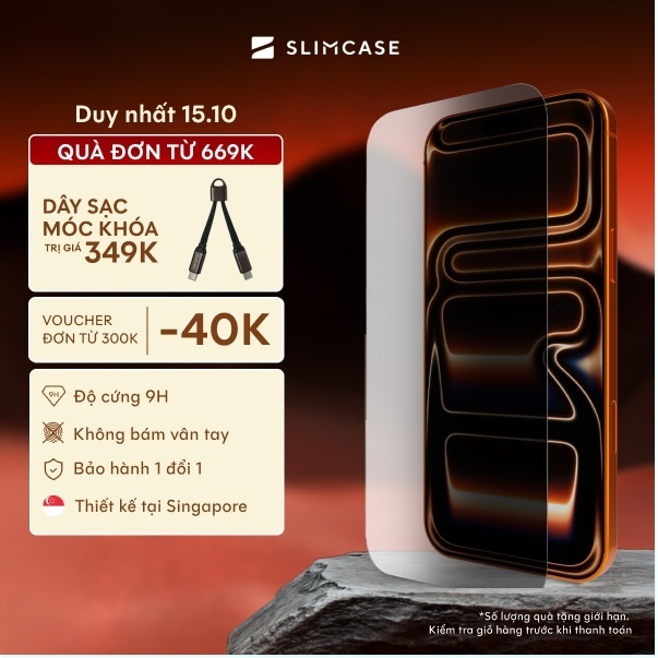 [Chống nhìn trộm] Kính Cường Lực Slimcase 3X Chống Nhìn Trộm cho iPhone – 9H Chống Va Đập, Chống Bám Vân Tay, Kèm Khung