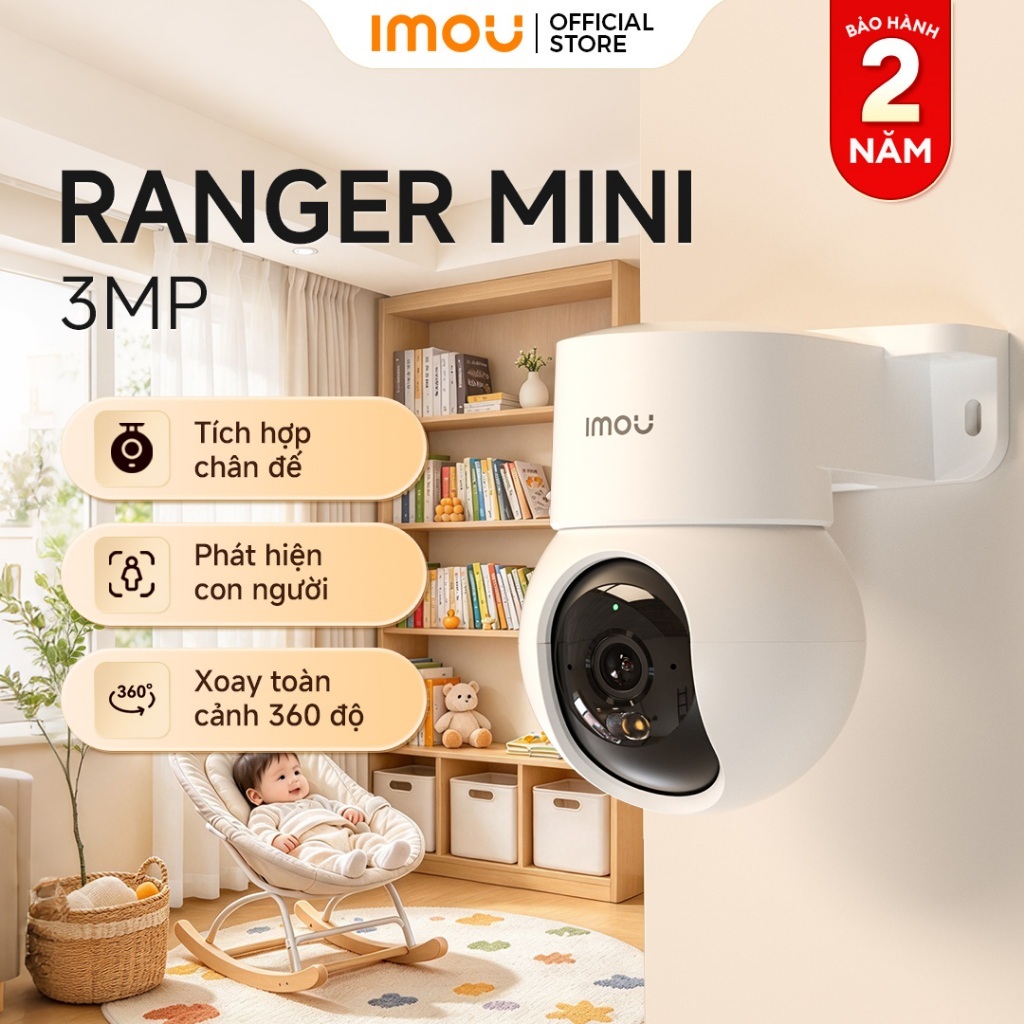 Camera Wifi trong nhà Ranger Mini I 3MP/5MP | Tích hợp chân đế I Tự Động Quay Quét | Phát Hiện Người | Màu về đêm