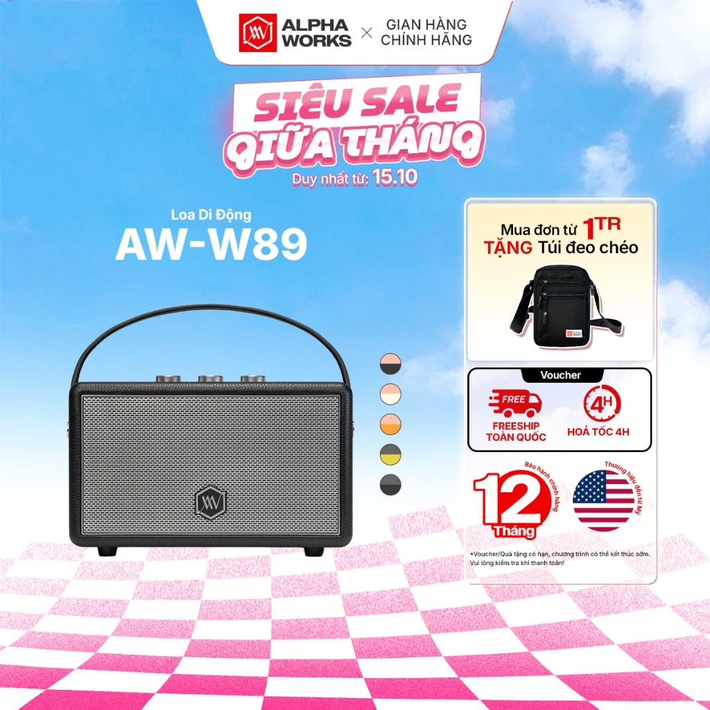 Loa Bluetooth Retro Alpha Works W89 - Dòng Loa Di Động Retro Cho Thế Hệ Trẻ Sống Có Gu