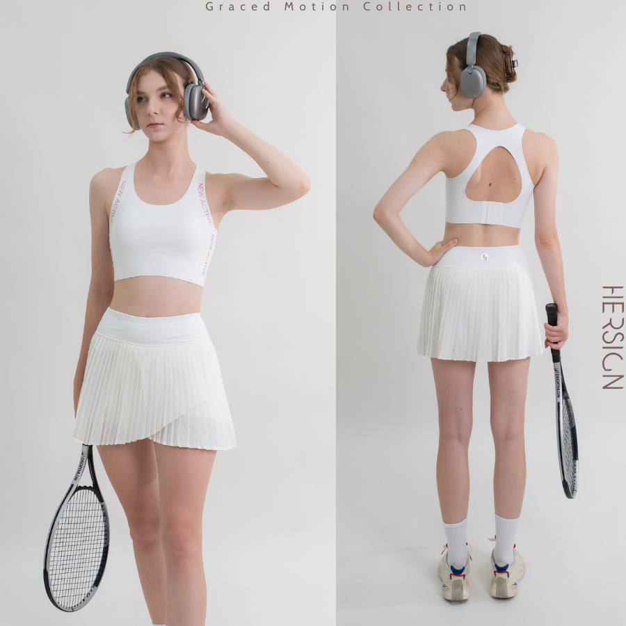 HERSIGN Set tập tennis pickleball nữ Bộ váy thể thao nữ Chân váy xếp ly SMIXB64V07A BST HERSIGN GRACED MOTION