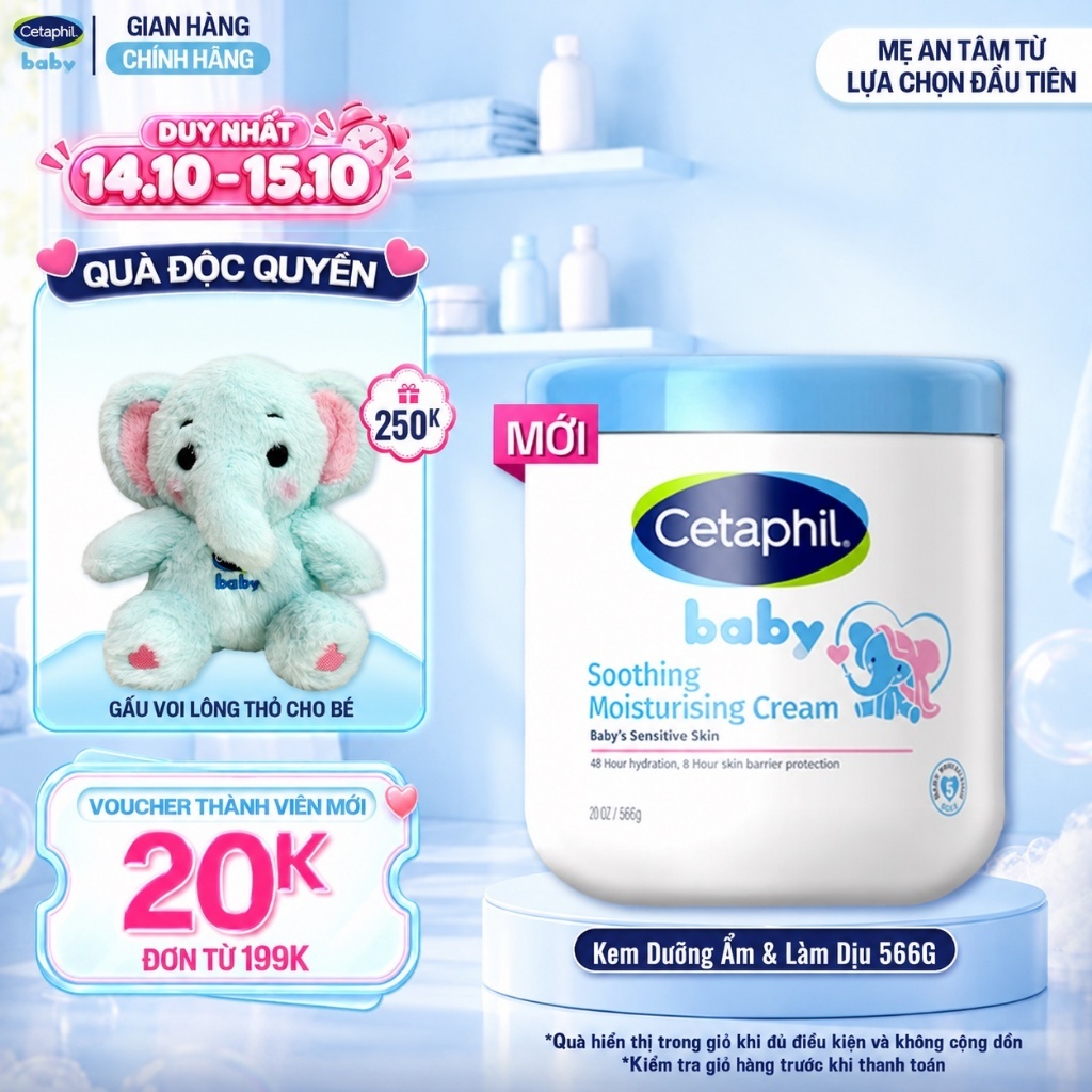 [MỚI] Kem dưỡng ẩm và làm dịu cho bé Cetaphil Baby Soothing & Moisturising Cream hũ 566g