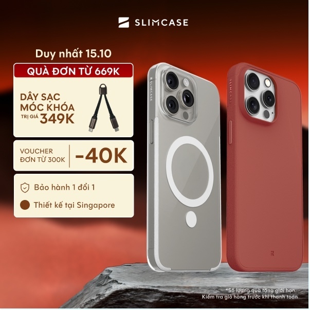 Ốp lưng iPhone 15 Pro Max / 15 Pro / 15 Plus / 15 SLIMCASE - Không ố vàng, hỗ trợ sạc không dây, siêu mỏng