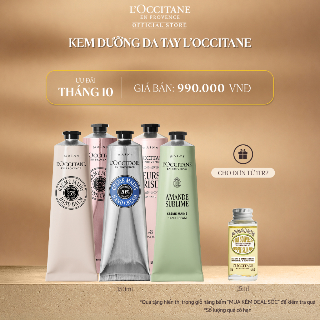 Kem Dưỡng Tay L'Occitane Hand Cream Giúp Dưỡng Ẩm, Dưỡng Da Tay Mềm Mịn 150ml